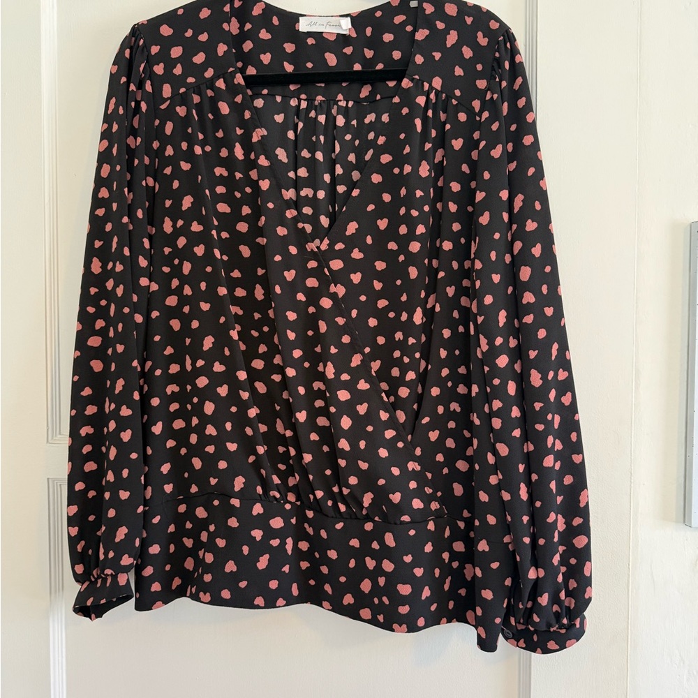 All in Favor Black Blouse with Pink Accents